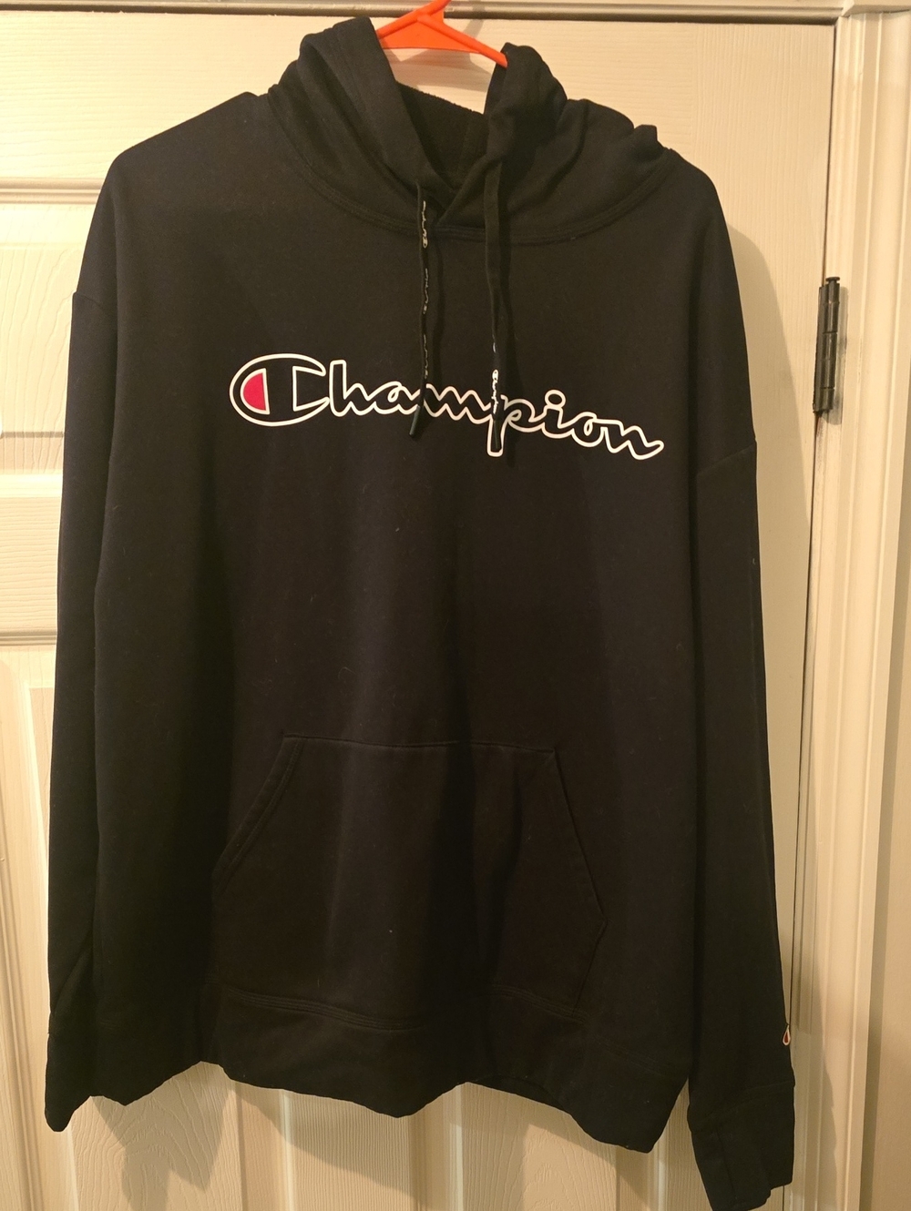 Champion Men's Black Pullover Hoodie with Script Logo